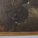 Old painting of a landscape with a river, oil on canvas, 19th century.
