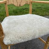 Chaise à dossier haut Henning Kjaernulf avec laine d'agneau neuve