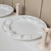 Set of 2 White Ceramic Plates with Sculpted Fruit Relief – Vintage Italy 1980s Mid-Century Decor