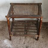 Side table in bamboo and canning, 60s/70s