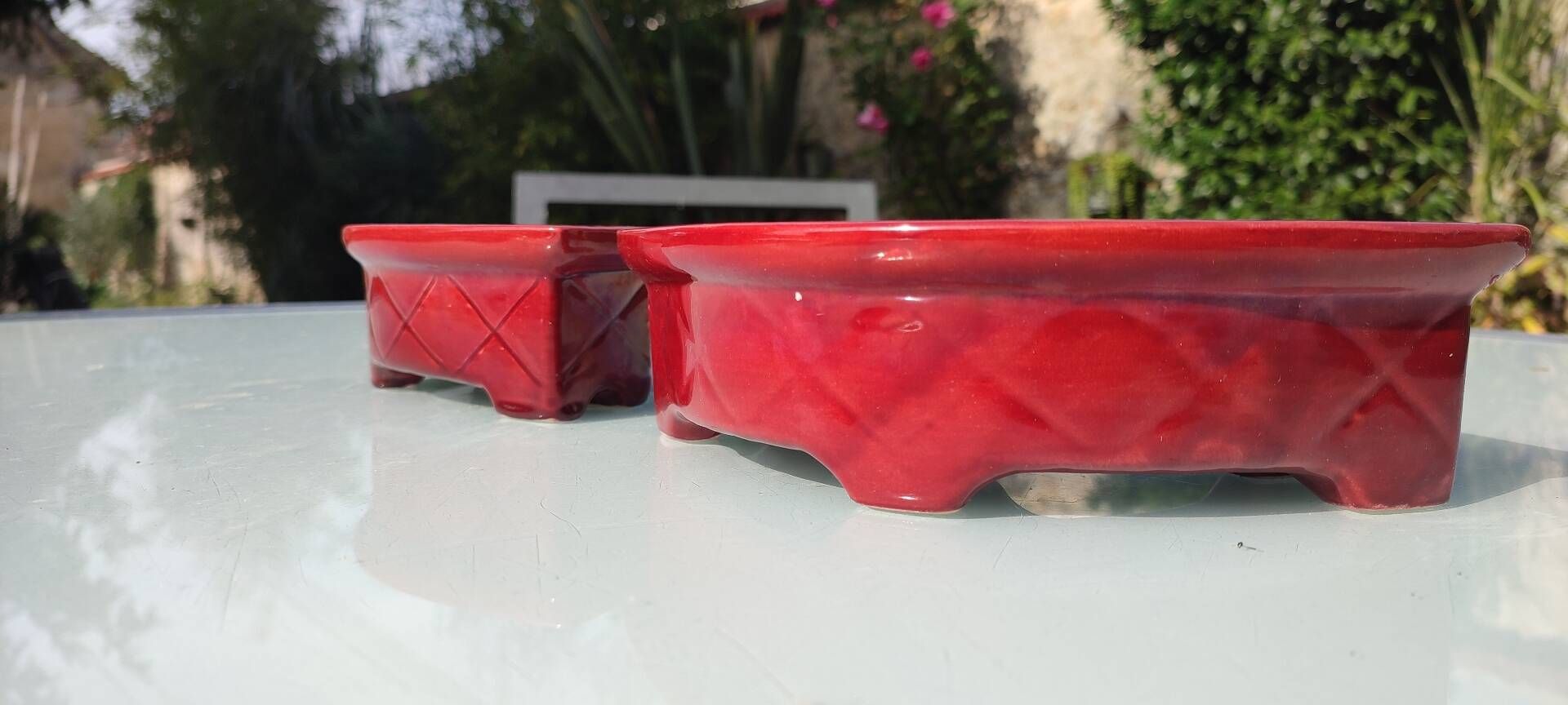 Pair of flower holder vases Ceramony Vallauris vintage 1960s/70s