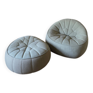 Lot fauteuil + pouf ottoman