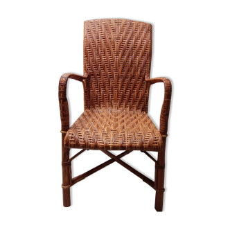 Wicker and rattan armchair