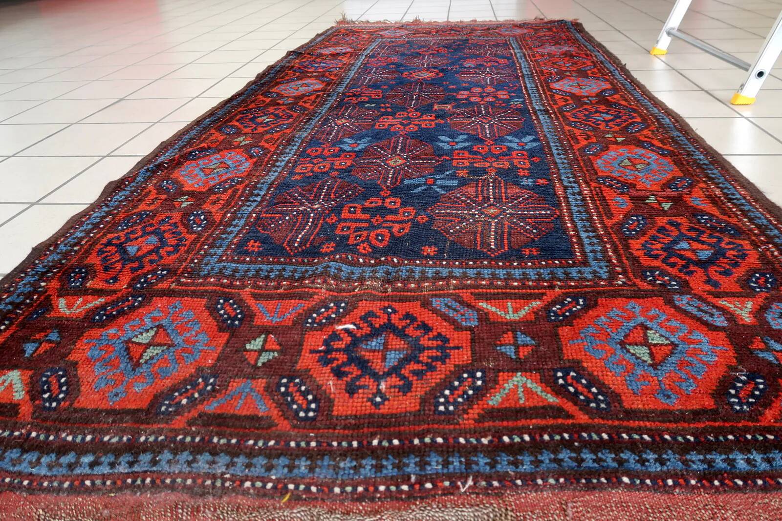 Handmade antique Afghan Baluch rug 95cm x 219cm 1880s