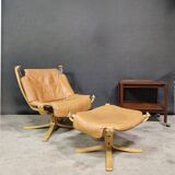 Fauteuil lounge et ottoman Falcon de Sigurd Ressel pour Vatne, Norvège 1970