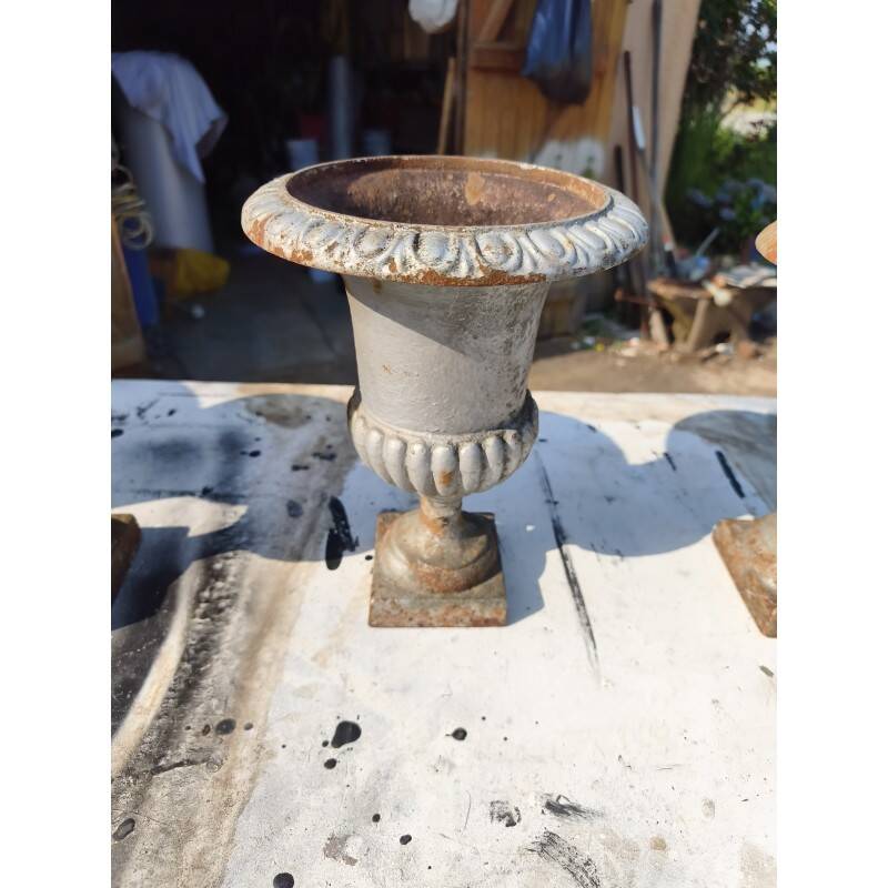 1 lot of 5 Médicis vases in cast iron from 1900, Charleville - Mézières