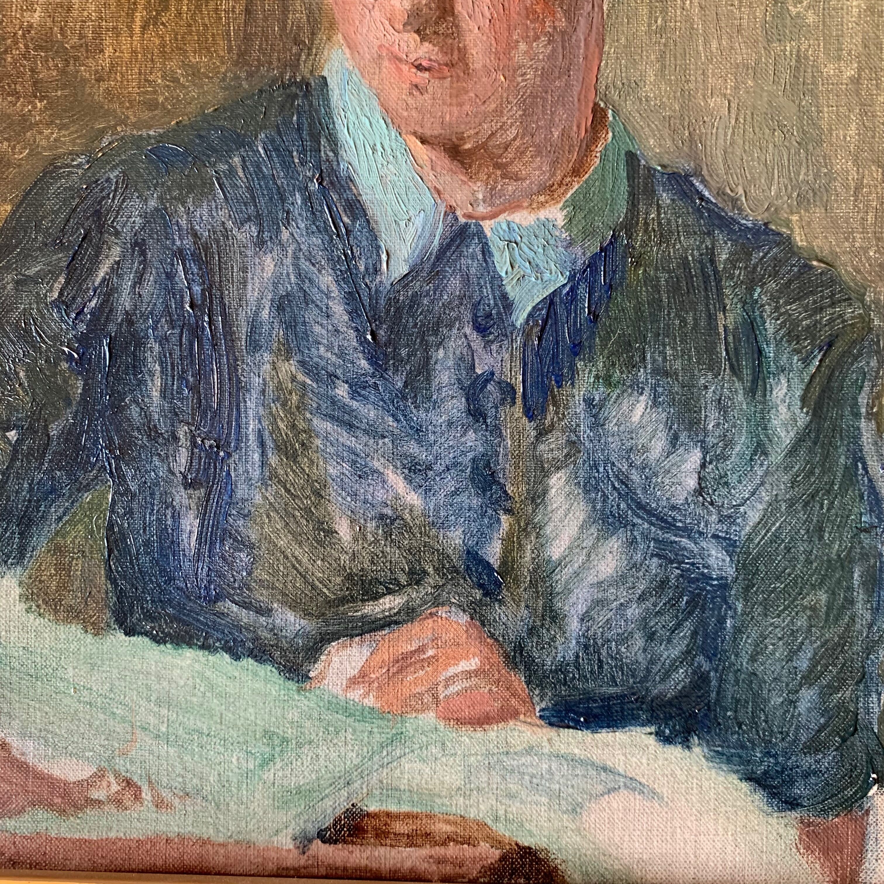 Portrait Oil on canvas "The e-reader"