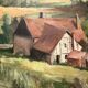 Huile sur carton paysage 20 eme siecle signe Fude Plois 20 eme siecle