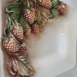 Raspberry pattern barbotine dish signed Chaumette