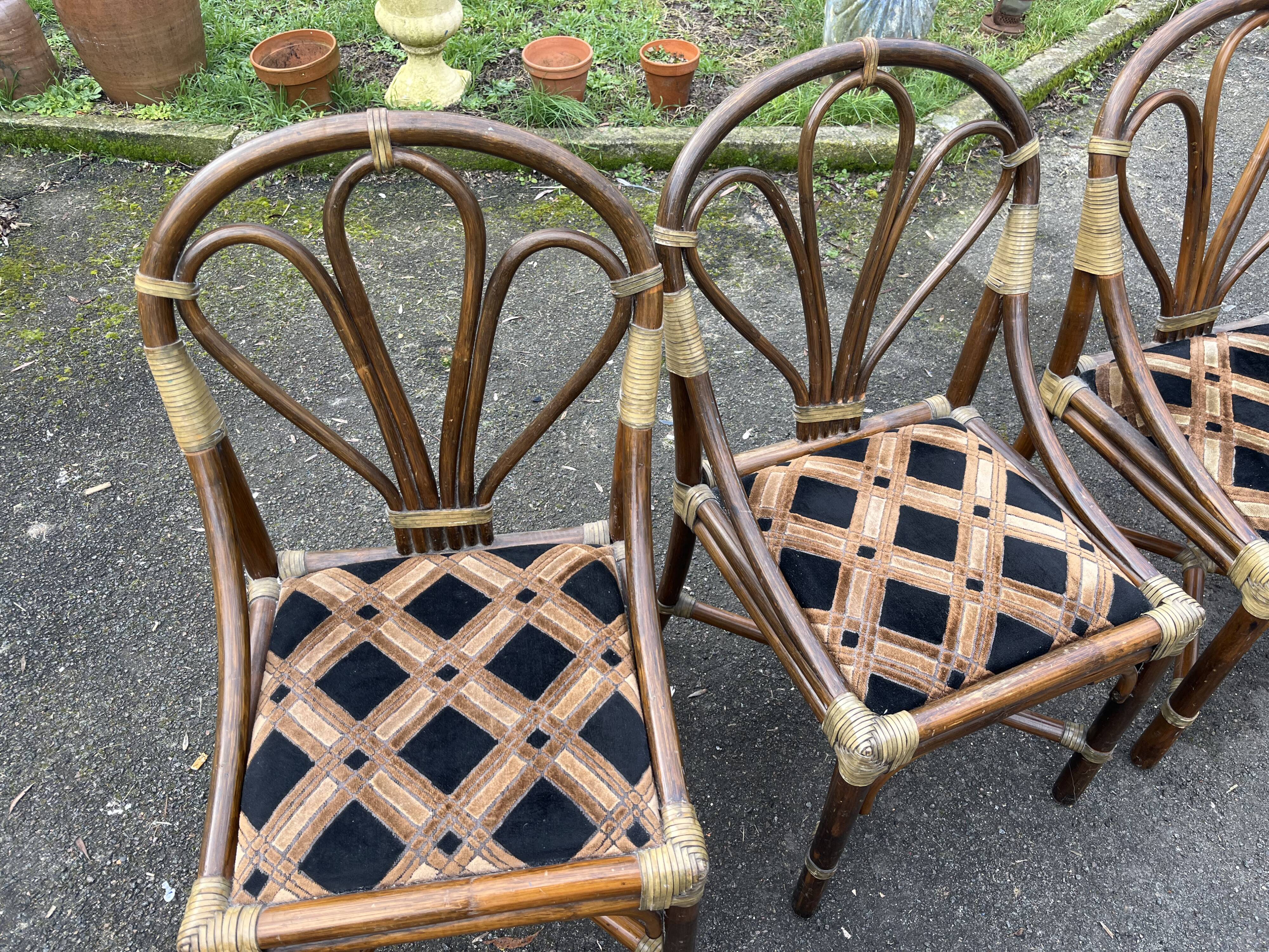Set of 3 rattan armchair chairs