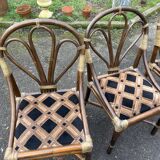 Set of 3 rattan armchair chairs