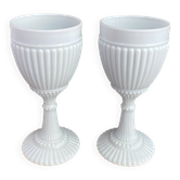 Footed glasses, white opaline chalices