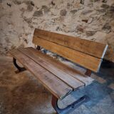 Vintage garden bench – oak and cast iron – from the 1960s