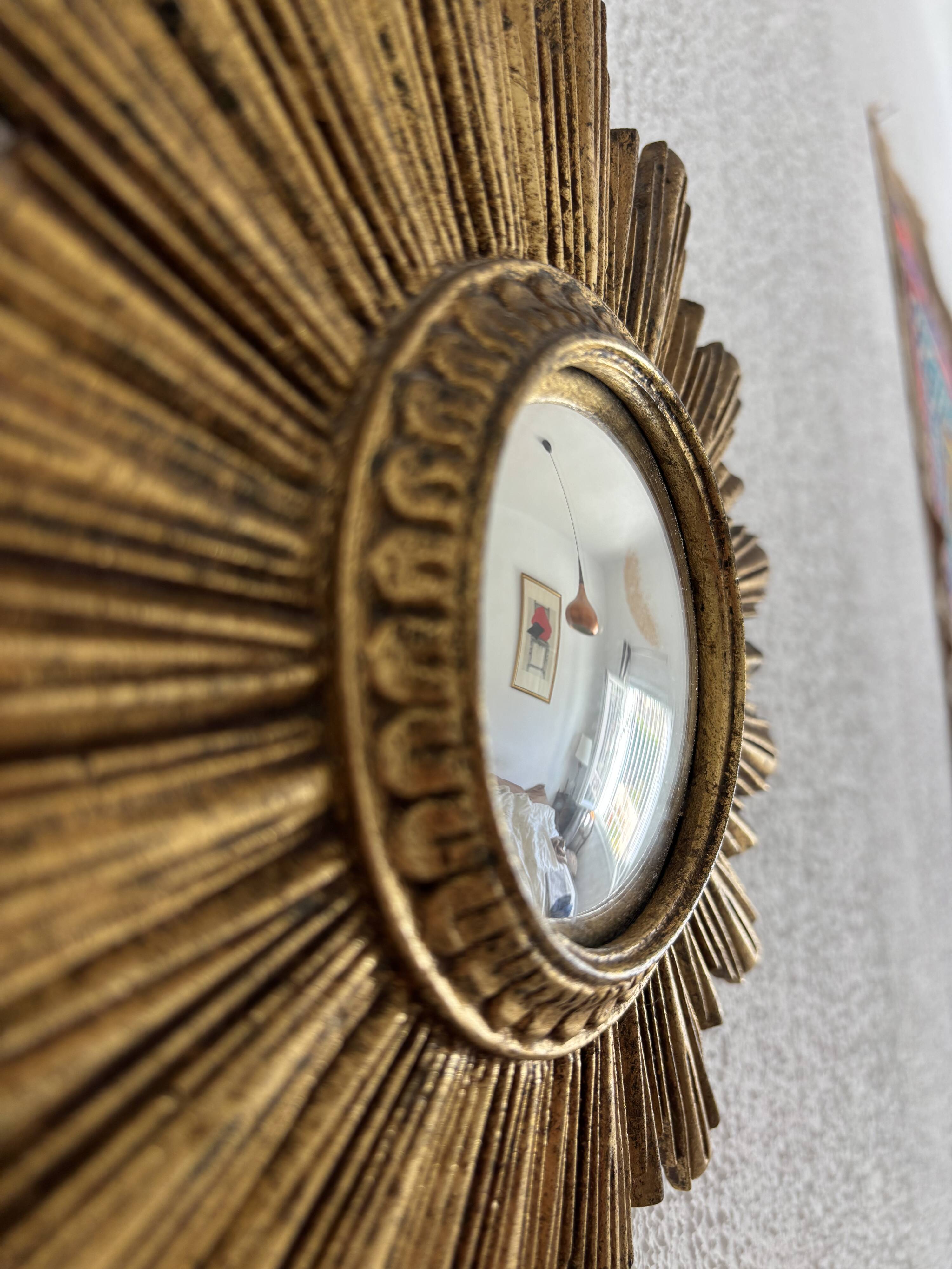 Vintage 1960s sun mirror witch's eye gold - 26 cm
