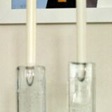 Pair Of Solid Glass Candlesticks "Arkipelago" From ittala Finland