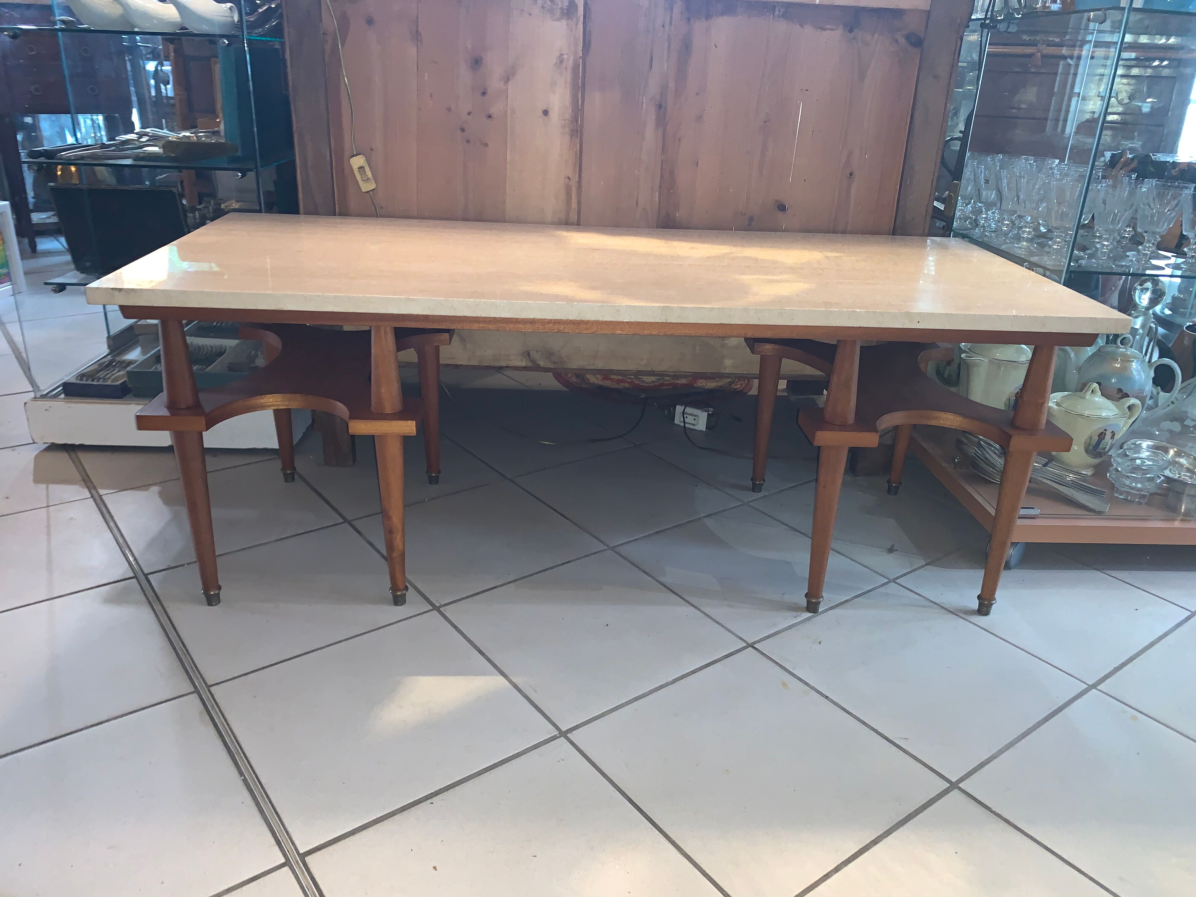 Vintage coffee table with marble top
