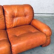 Mid-Century Modern Italian Leather 3 Seat Sofa, 1970s