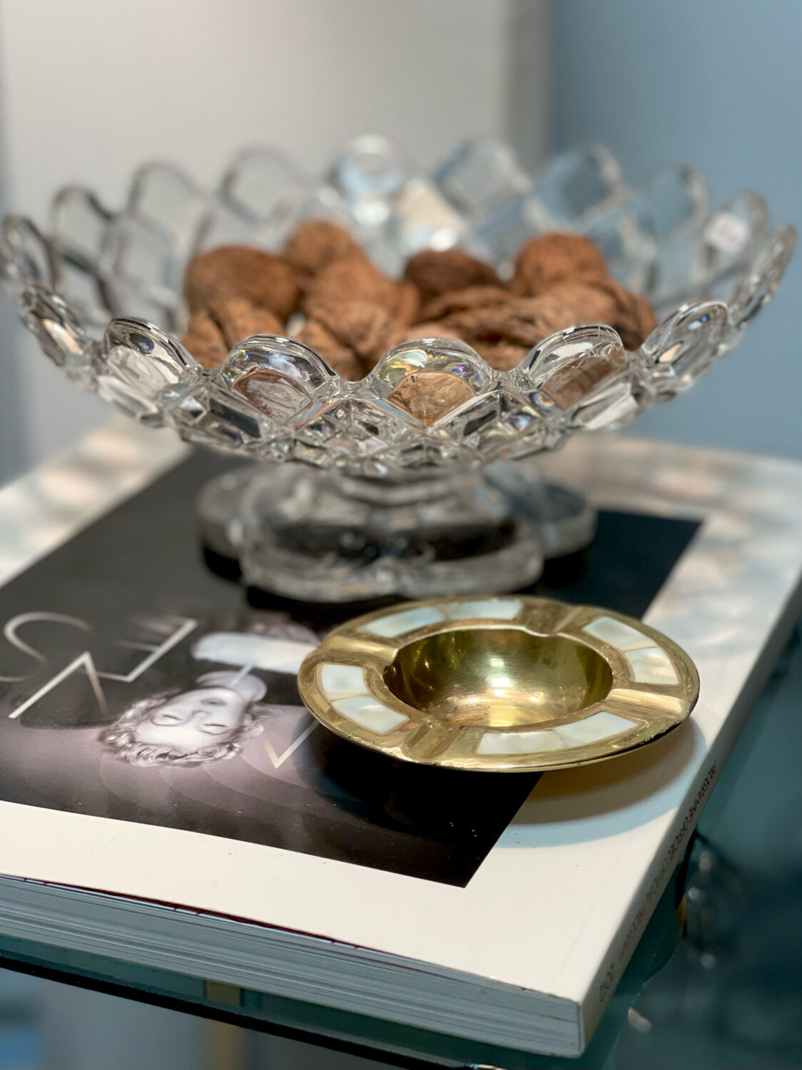 Ashtray brass and mother-of-pearl