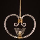 Lustre suspendu en forme de cœur art déco par barovier e toso, années 1940