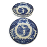 Assiettes creuses Royal Sphinx Maestricht P. Regout "Cambridge Old England" bleu & blanc