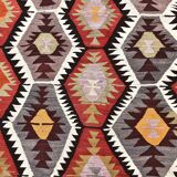 4x10 Red Green Tribal Kilim Rug 130x295Cm
