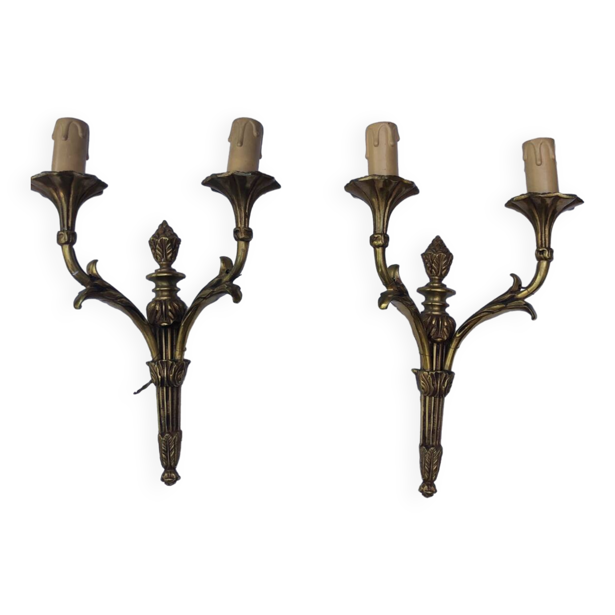 Pair of Louis XVI style bronze wall lights