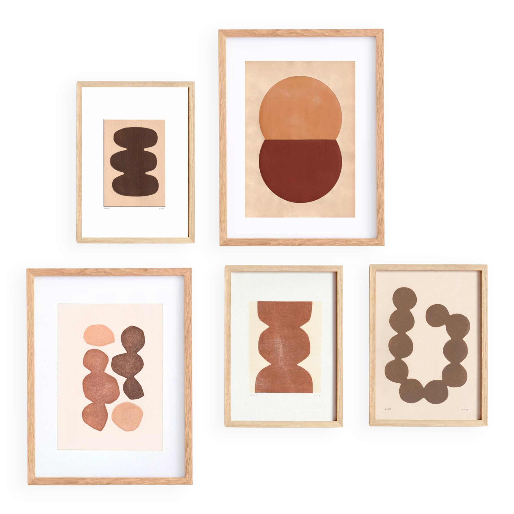 collection of 5 abstract paintings and collages on paper signed eawy