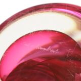 Lampe de table en cristal rose Val Saint Lambert Swirl Sixties