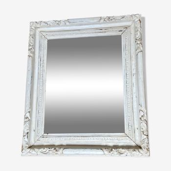 Miroir lasuré blanc style gustavien 52x62cm