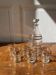 Gold-rimmed decanter and liqueur glass service