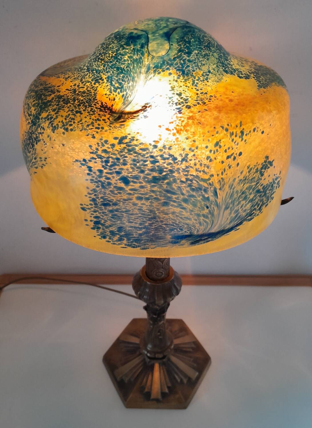 Art Nouveau style lamp 1950 Paris Star Trade Mark and glass paste