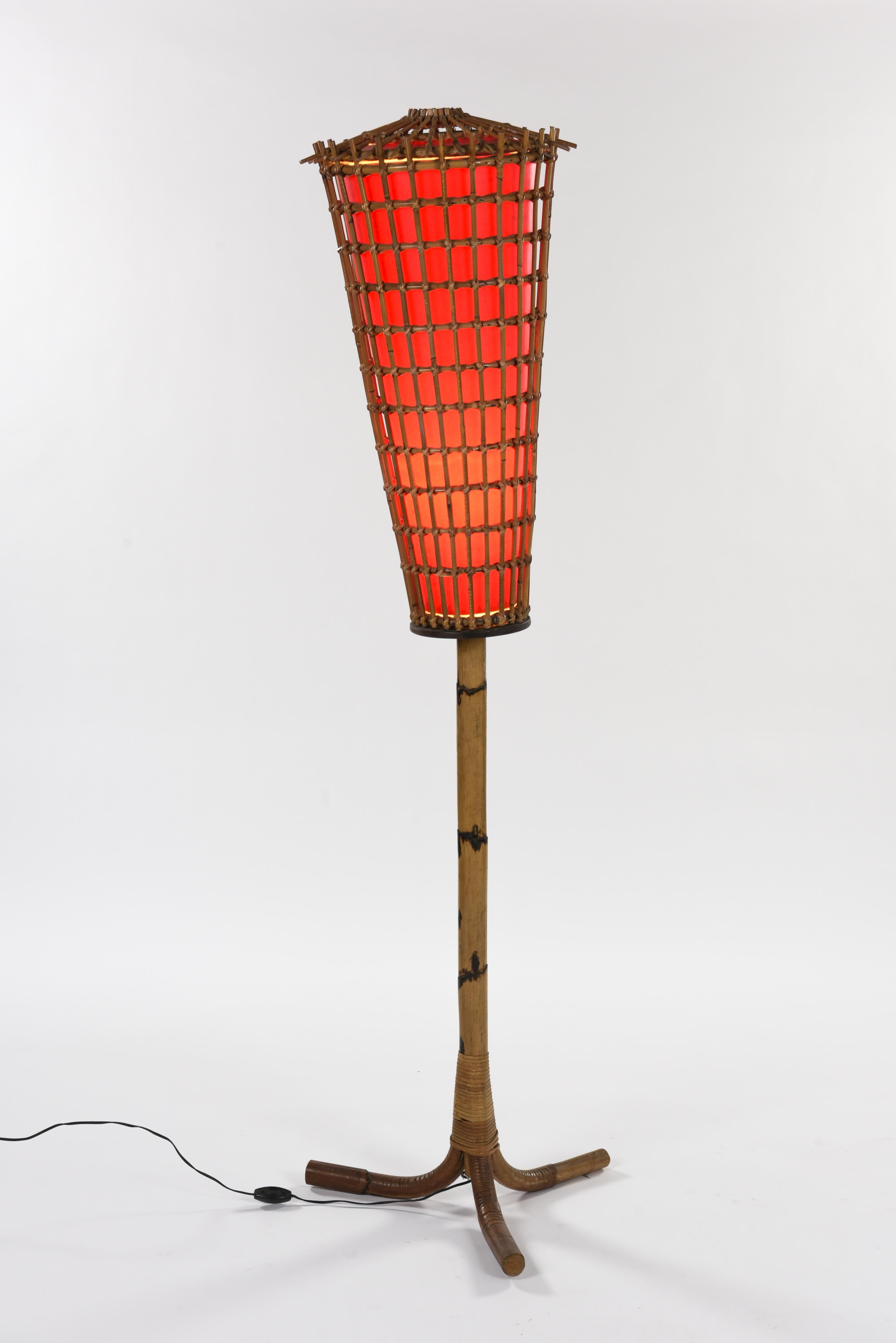 Lampadaire en bambou circa 1970