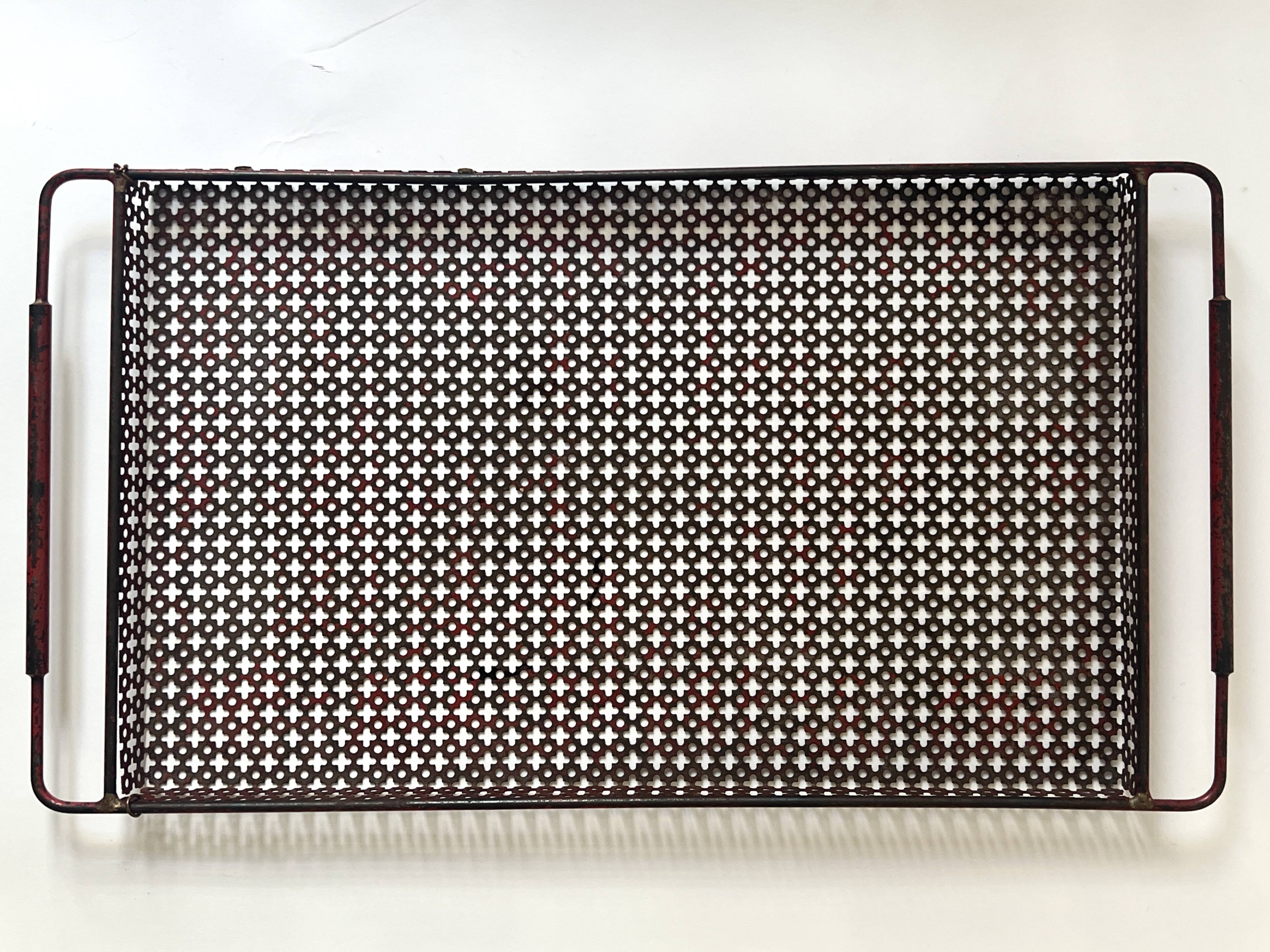 Perforated metal serving tray attributed to Mathieu Matégot, 1950s