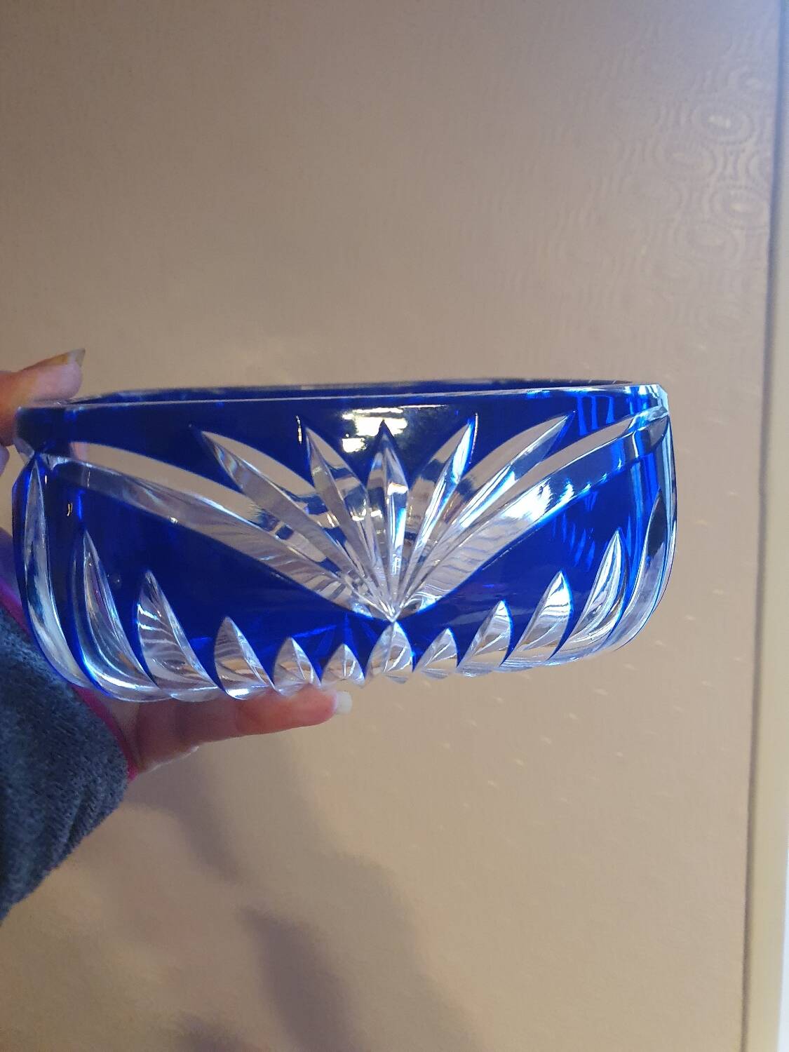 Vintage blue bohemian crystal pocket empty cup