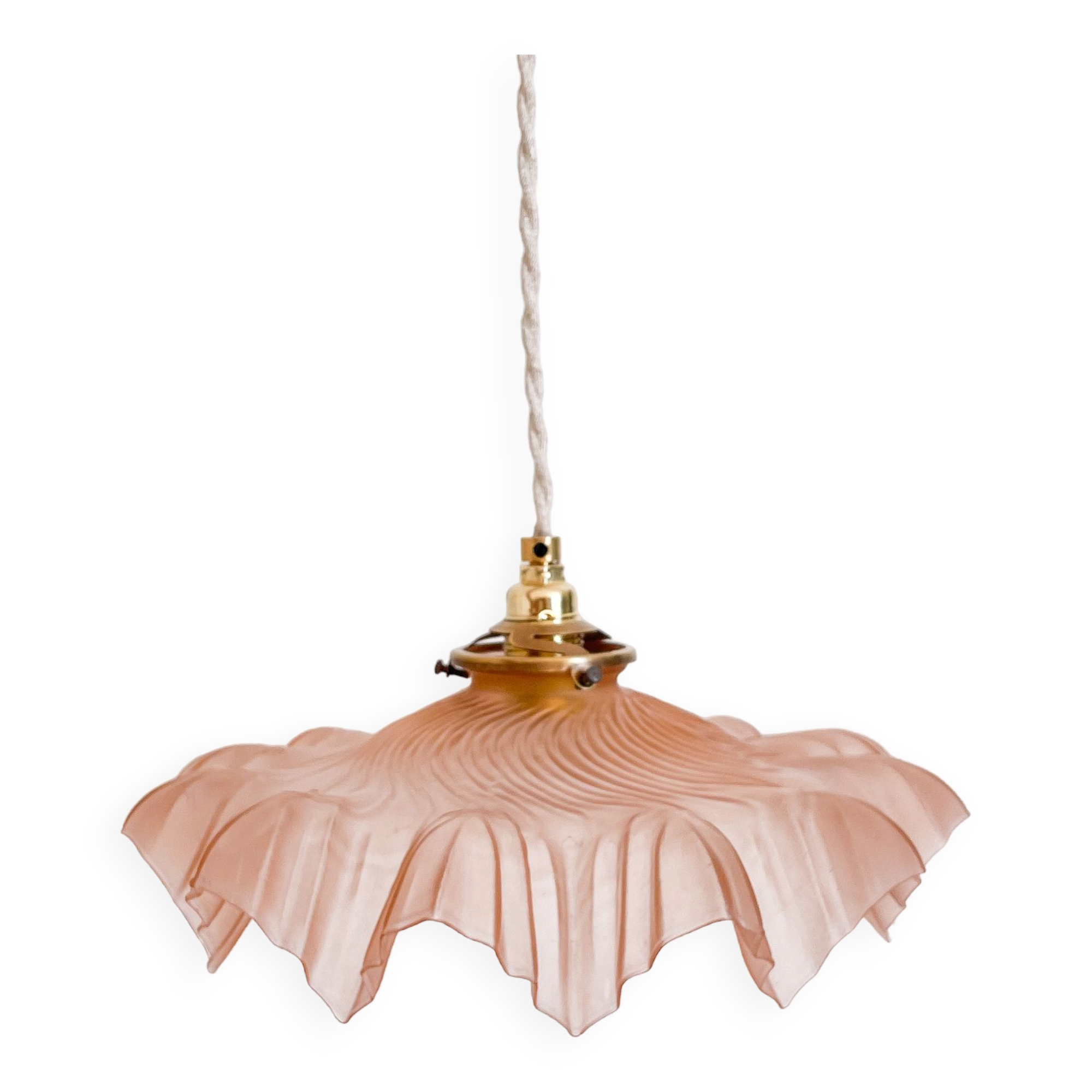 Suspension ancienne en opaline et laiton
