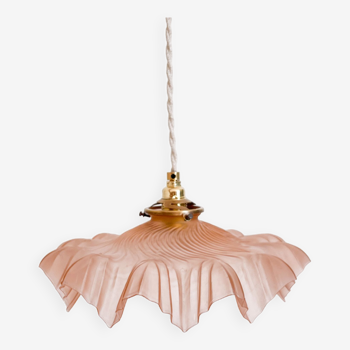 Old pendant lamp in opaline and brass