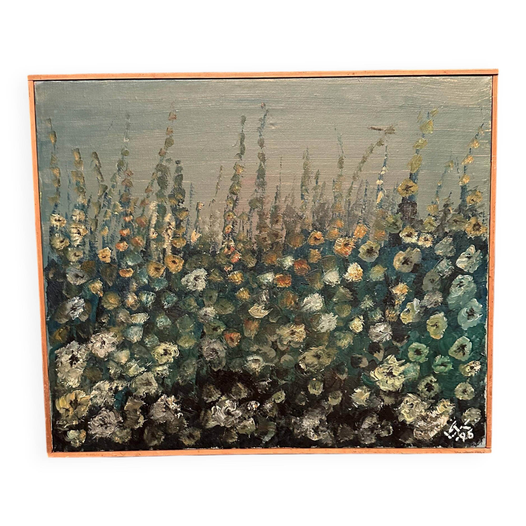 Original Swedish Oil on Canvas – “Flowers” – Signed – Dated 1995 – Vintage