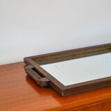 Large wooden mirror tray, turned wooden handles, 1940