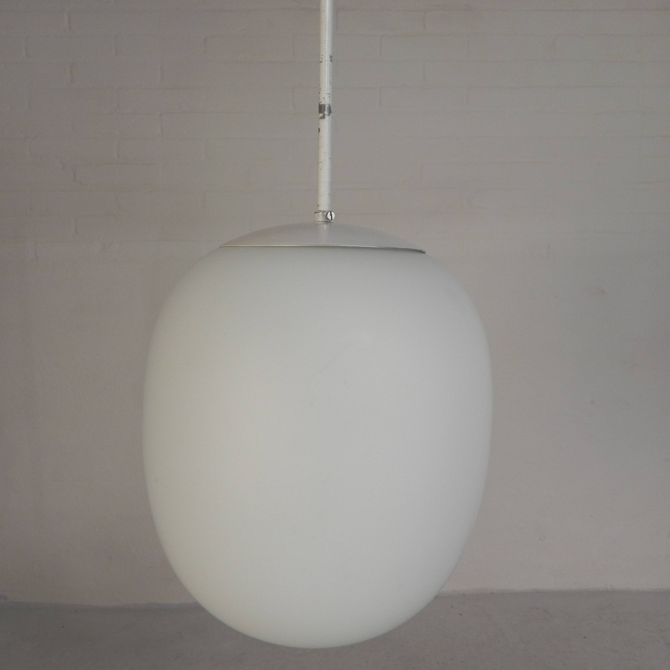 Vintage school lamp with frosted white glass shade, 1950s.