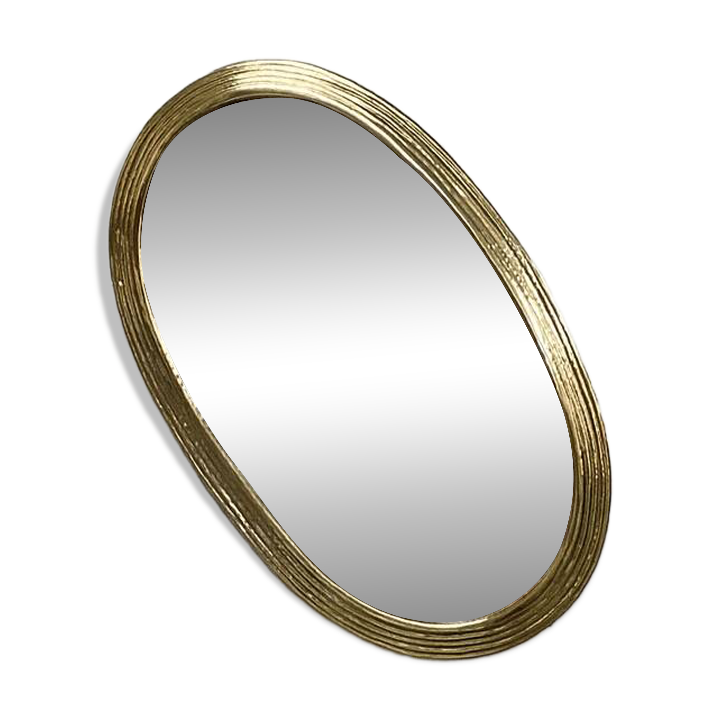 Oval brass mirror