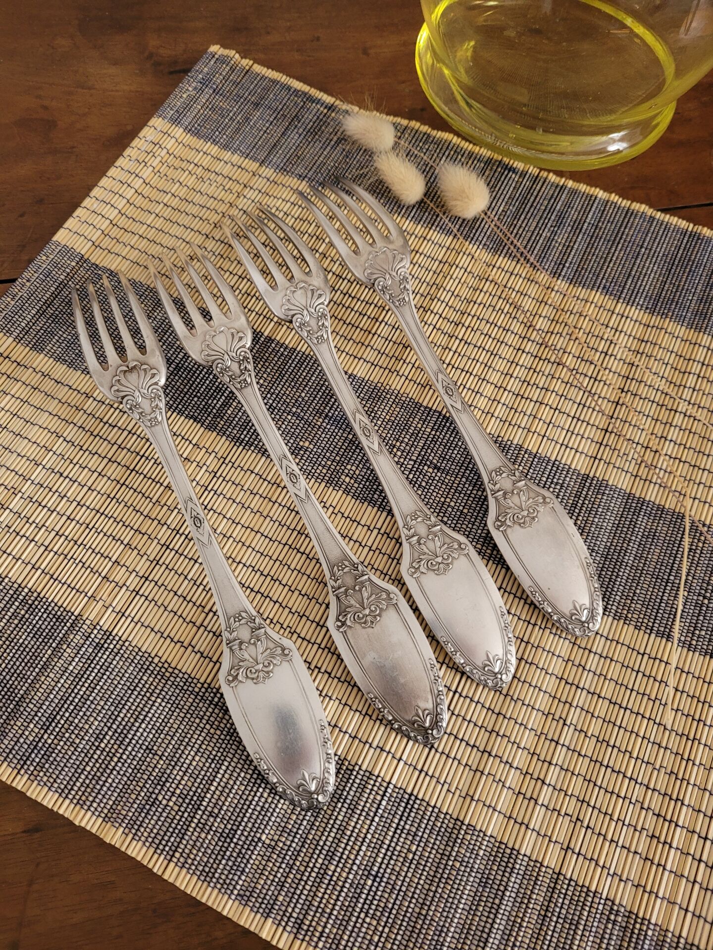 Set of 4 silver-plated forks in Boulenger antique style.