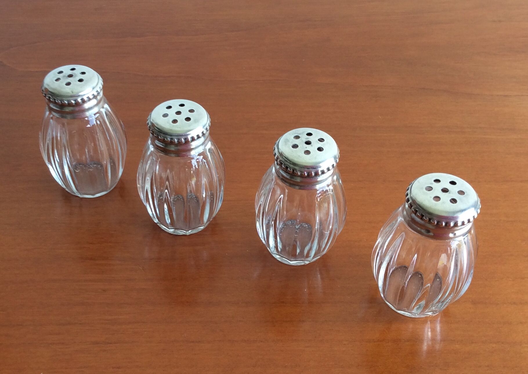 Lot of 4 Christofle crystal salerons, silver cap