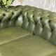 Chesterfield leather 3-seater sofa with mahogany legs - English craftsmanship