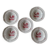 Henriot in Quimper - Set of 5 soup plates - Decorated with a pink rooster