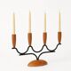 Chandelier Candelabre Mid-Century en Teck et Métal Noir – Design Danois