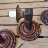 3 vintage wooden wall lights 1970