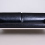 Hynek gottwald black sofa made in 1930s czechia reupholstered