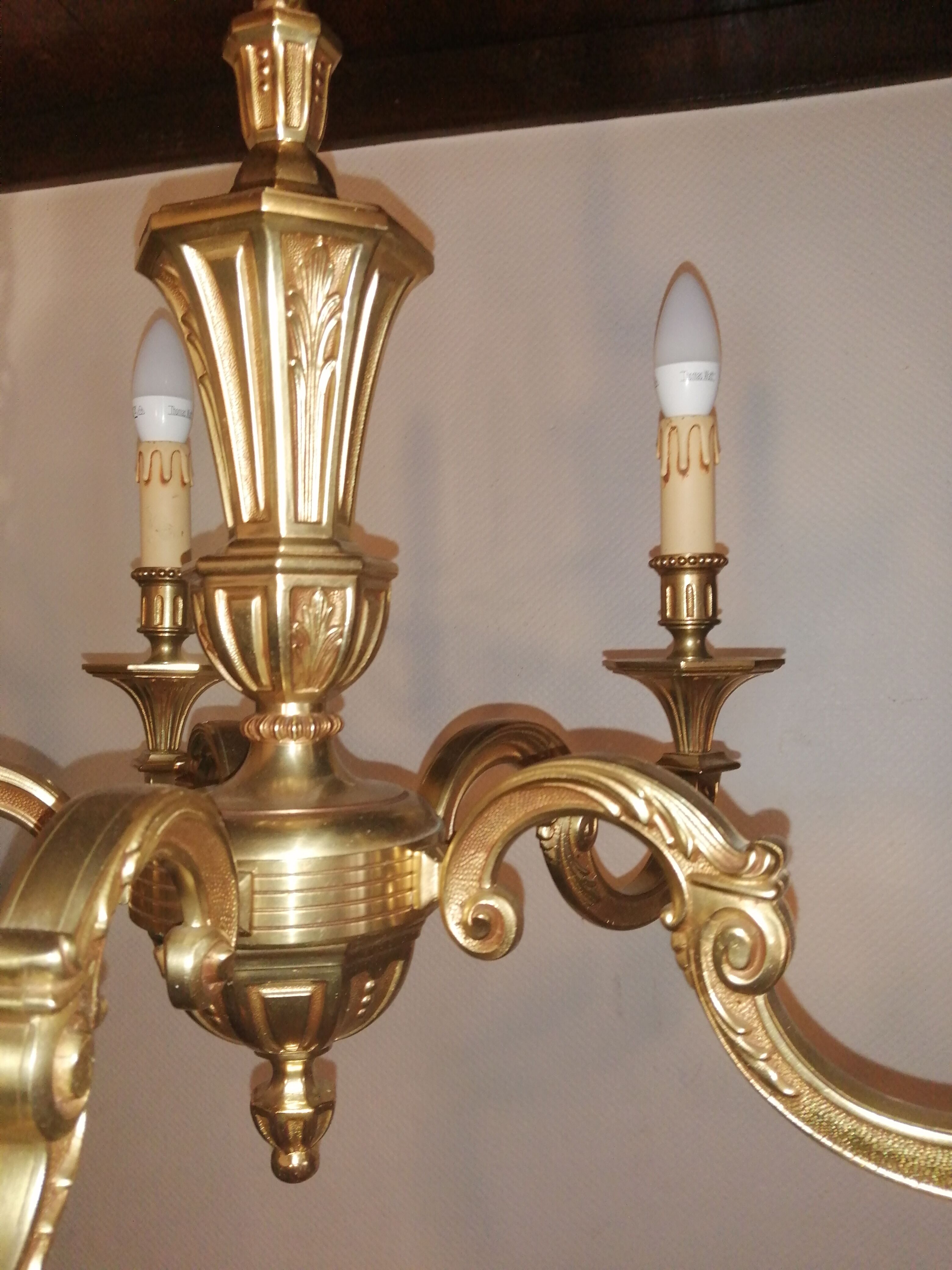 Lustre en bronze 5 bras vintage 1970