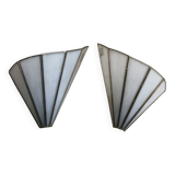 Pair of wall sconces in glass paste, handcrafted.