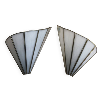Paire d'appliques en pate de verre fabrication artisanale